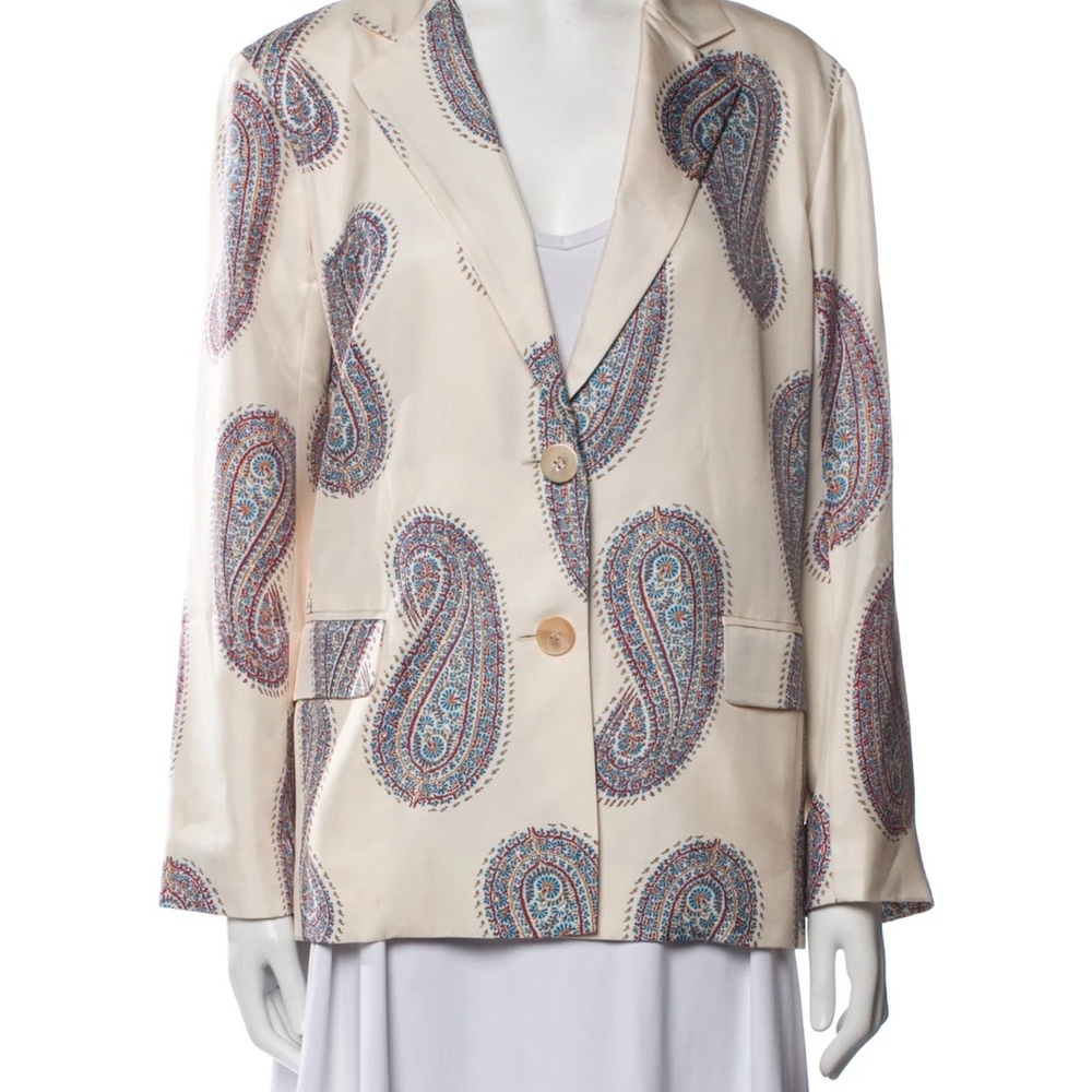 Xirena Paisley Print Cream Silk Blazer